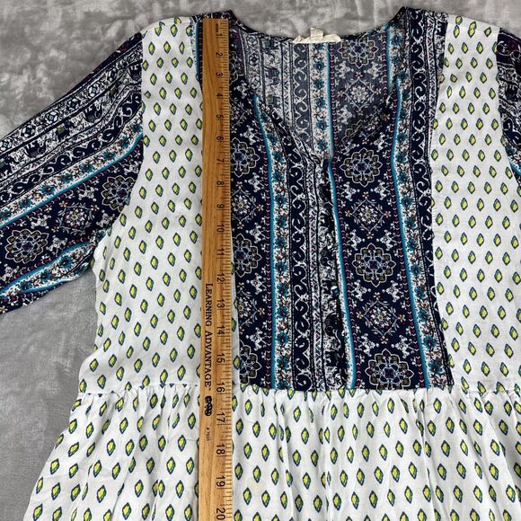 Reborn J Boho Dress Womens 1X Colorful Pattern Button Front Flowy Elephant(1003) - Picture 13 of 15